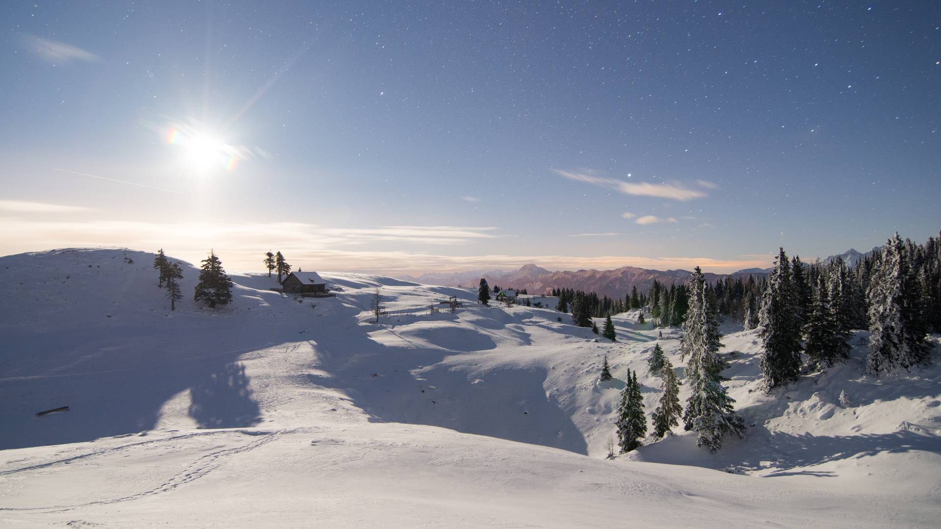 Winterlandschaft im Naturpark Dobratsch in der Region Villach